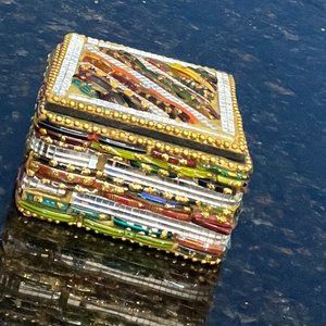Beaded  Mosaic Glass Treasure Trinket Box